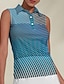 baratos Polo Top-Camisa Polo de Golfe para Mulheres Proteção Solar Listrada