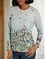 cheap T-Shirts-Women&#039;s T shirt Tee Purple Red Light Blue Print Floral Butterfly Casual Daily Long Sleeve Round Neck Basic Vintage Regular Floral Abstract Painting S