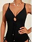 cheap One-Pieces-Triangle V Neck Drawstring Swimsuit
