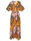 billige Print Dresses-Folk Print V Neck Maxi Dress