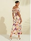 abordables Print Dresses-Graphic Ruffle Strapless Midi Dress