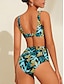 cheap Bikini-Shirred Floral Bikini Swimwear