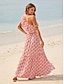 cheap Print Dresses-Boho Geometric Belted Maxi Dress