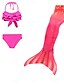 billige Badetøj til piger-børn piger badetøj bikini 4 stk badedragt havfruehale den lille havfrue med monofin badetøj regnbue geometrisk farverig rød rødmende lyserød fest aktive cosplay kostumer badedragter 3-10 år