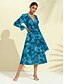 baratos Print Dresses-Vestido Midi Feminino com Estilo Floral Jacquard