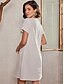 cheap Casual Dresses-Women&#039;s Cotton Casual Dress Shift Dress V Neck Midi Dress Basic Daily Vacation Short Sleeve Summer Spring