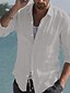 billige Linen Shirts-Herre Skjorte linned skjorte Sommer skjorte Strandtrøje Sort Hvid Lyserød Langærmet Helfarve Krave Forår sommer Afslappet Daglig Tøj Knap ned