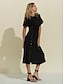 billige Uformelle kjoler-Modern Shirred A Line Midi Dress