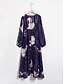 cheap Sale-Chiffon Print High Waisted V Neck Midi Dress