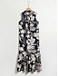 economico Sale-Print Sleeveless Tie Neck Midi Dress