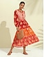 preiswerte Print Dresses-Tassel Fringe Flower V Neck Midi Dress