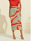 abordables Skirts-Elastic Color Block Midi Skirt