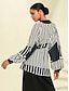 billige Blouses-Kvinnens Stripete Pullover med Lange Ermer
