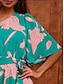 preiswerte Print Dresses-Bedrucktes Maxikleid mit Pflanzenmotiv und Gürtel
