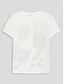 preiswerte T-Shirt-Damen T Shirt Katze 3D Bedruckt Casual Wochenende Basic Kurzarm Rundhalsausschnitt Weiß