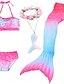 cheap Girls&#039; Swimwear-Kids Girls&#039; Bikini 5pcs Swimsuit Mermaid Tail Swimwear Cosplay Rainbow Halter Print Purple Blushing Pink Party Costumes Princess Bathing Suits
