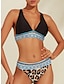 economico Bikini-Costume da Bagno Donna a Triangolo con Frange Leopardo
