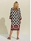 preiswerte Print Dresses-Damen Kleid Geometrisches Muster Weiß Casual S M L