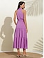 billige Afslappede kjoler-Sleeveless Pleated Chiffon Midi Dress