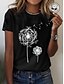 abordables T-shirts-T shirt Tee Femme Noir Blanche Jaune Imprimer Papillon Pissenlit Casual Vacances Manche Courte Col Rond basique Normal Standard Fleur Peinture S