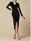abordables Robes Soirée-Elegant Velvet Ruched Midi Dress