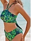 abordables Bikini-Floral Halter Neck Cross Back Swimsuit