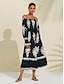 economico Vestiti maxi-Vestito Midi da Donna con Stampa Geometrica a Spalle Scoperte