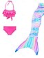 cheap Girls&#039; Swimwear-Kids Girls&#039; Swimwear Bikini 4 PCS Swimsuit Mermaid Tail The Little Mermaid With Monofin Swimwear Rainbow Geometric Colorful Red Blushing Pink Party Active Cosplay Costumes Bathing Suits 3-10 Years