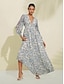 abordables Print Dresses-Floral V Neck Maxi Dress