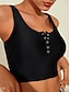 cheap Tankini-Button Up Square Bikini Swimsuit
