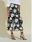 billige Skirts-Slit Floral Vacation Midi Skirt