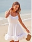 cheap Casual Dresses-Shimmery Ruched Lace Up Beach Mini Dress