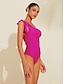 abordables Una pieza-Elegant Knotted One Shoulder Swimsuit