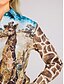 economico Blusa-Per donna Blusa Camicia Marrone Pulsante Stampa Animali Giraffa Giornaliero Fine settimana Manica lunga Colletto Essenziale Standard S