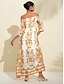 abordables Print Dresses-Boho Floral Print Resort Maxi Dress