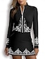 abordables Zip Up Pullover-Femme T-shirt POLO Noir Kaki manche longue Protection Solaire Top Automne Hiver Vêtements de golf pour femmes, tenues, vêtements