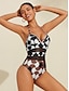 cheap One-Pieces-Geometric Mesh Removable Pad Swimsuit