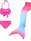 billige Badeklær til jenter-barn jente badetøy bikini 4 stk badedrakt havfruehale den lille havfruen med monofin badetøy regnbue geometrisk fargerik rød rødmende rosa fest aktive cosplay kostymer badedrakter 3-10 år