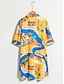 abordables Vestidos Mini-Coastal Map Print Button Front Shirt Dress