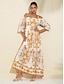 cheap Print Dresses-Boho Floral Print Maxi Dress