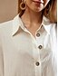 preiswerte Blusenkleid-Damen blusenkleid Minikleid Bettwäsche aus Baumwolle Knopf hoch Taste Basic Täglich Hemdkragen Halbe Ärmel Sommer Frühling Weiß