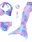 abordables Ropa de Baño para Niña-Bikini de 5pcs de Niñas Traje de Baño Sirena Cola Traje de Baño Cosplay Arco Iris Halter Impresión Púrpura Ruborizado Rosa Trajes de Fiesta Princesa Trajes de Baño