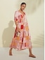 abordables Print Dresses-Print V Neck Midi Dress