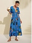 billige Print Dresses-Chiffon Fruit Print Drawstring Midi Dress