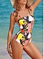 cheap One-Pieces-Abstract Art One Shoulder Swimsuit