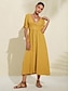 billige Uformelle kjoler-Solid Bow V Neck Midi Dress