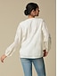 abordables Sale-Embroidered Cotton Tassel Puff Sleeve Blouse