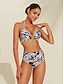 cheap Bikini-Triangle Bikini Set Plant Print Swimwear
