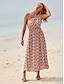 billige Print Dresses-Lang Kjole Maxi Kjole med En Skulder til Sommerferie
