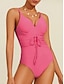 billige One-pieces-Solid Drawstring Removable Pad One Piece Swimsuit